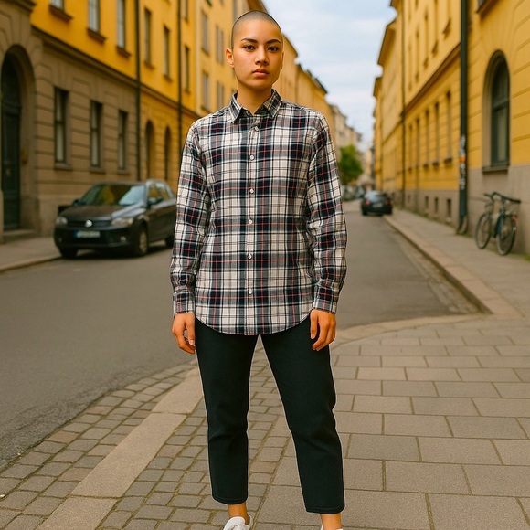 Lauren Ralph Lauren Plaid Non Iron Dress Shirt S White Black Red Blouse - Picture 3 of 14